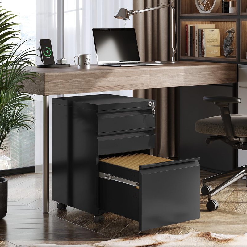3 Drawer Mobile File Cabinet, White