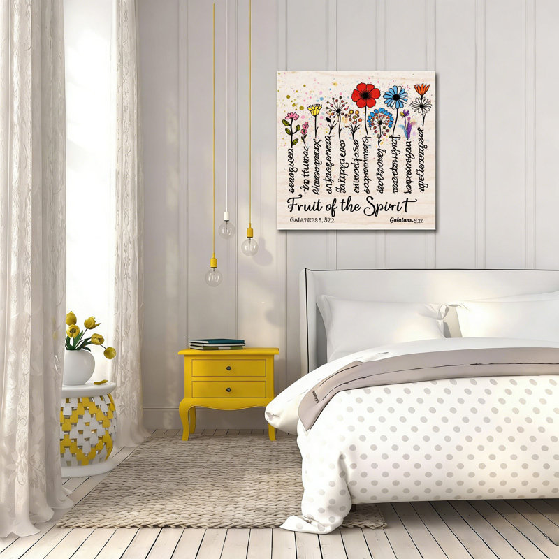 Fruit de l'esprit, art mural encastré en bois, L 16 x l 16