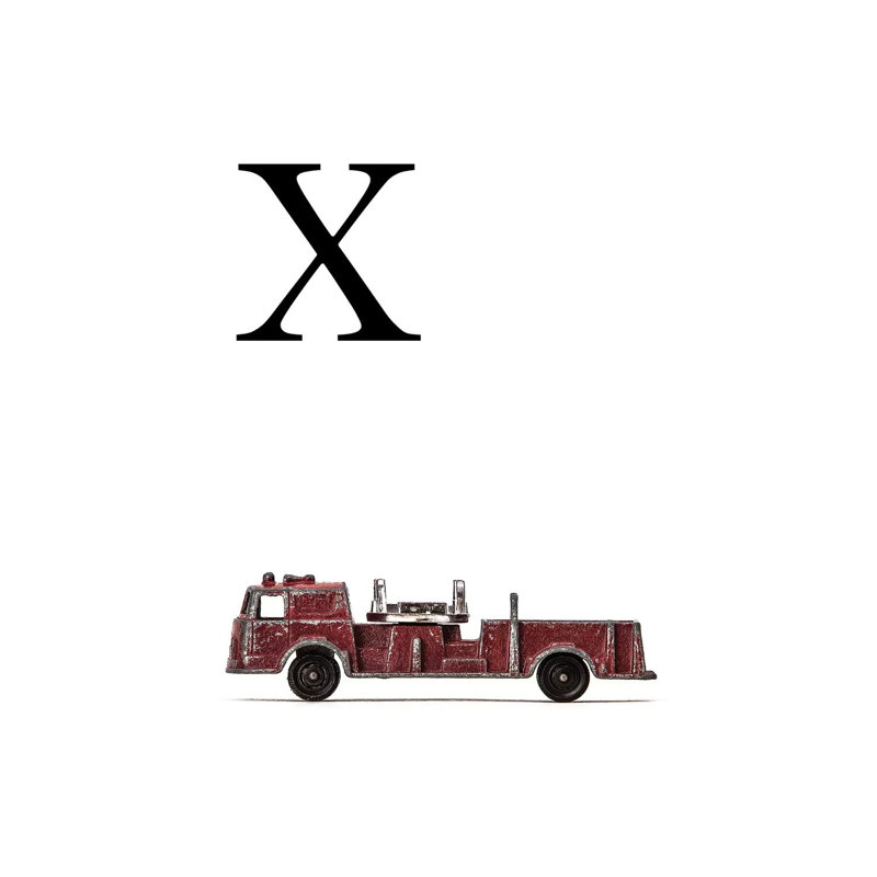 X Fire Engine Letter - Print on Canvas, 20.32 cm H x 30.48 cm W, Wrapped Canvas