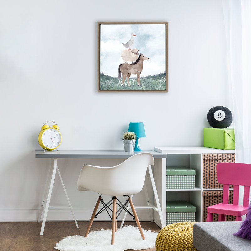 Cadre flottant Mute Blue Sky Farm, design par Kim Allen, H 18 po x l 18 po, Montalcino orme flottant encadré