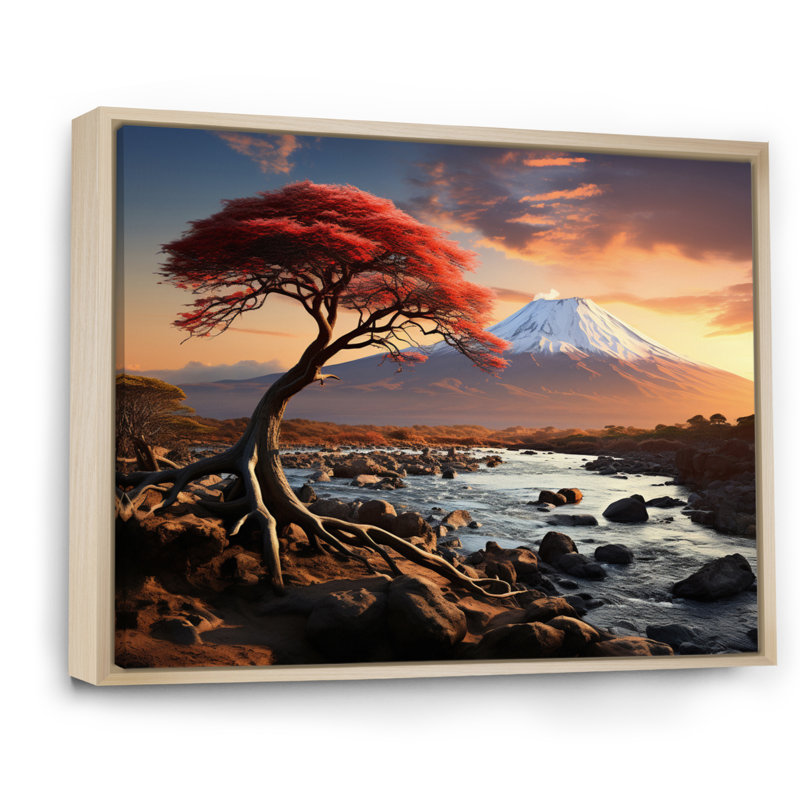 Paysage africain, mont Kilimandjaro I, H 30 po x l 40 po x P 1,5 po, Cadre naturel flottant