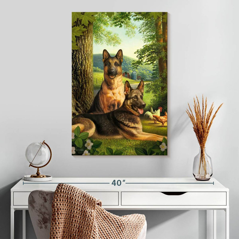 Brampt German Shepherds And Chickens, 30" H x 20" W