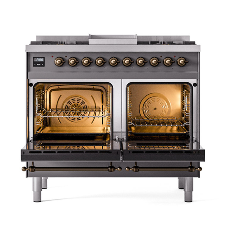 ILVE Nostalgie II Noblesse 40 po à double carburant, Propane liquide, Graphite mat / bronze