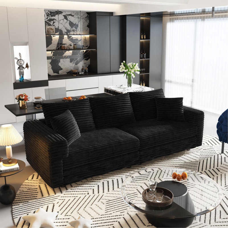 Canapé 82,7 po en velours côtelé 82,7 po, canapé-lit rembourré moderne et confortable, sièges profonds avec coussins moelleux et fauteuil convertible à siège profond