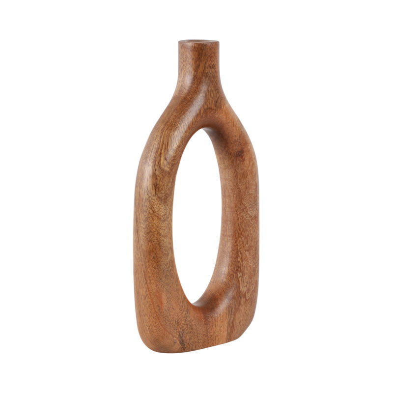 Modern Sculptural Mango Wood Vase - Decorative Handcrafted Accent With Eye-Catching Organic Form For Stylish And Versatile Shelf Or Tabletop Display