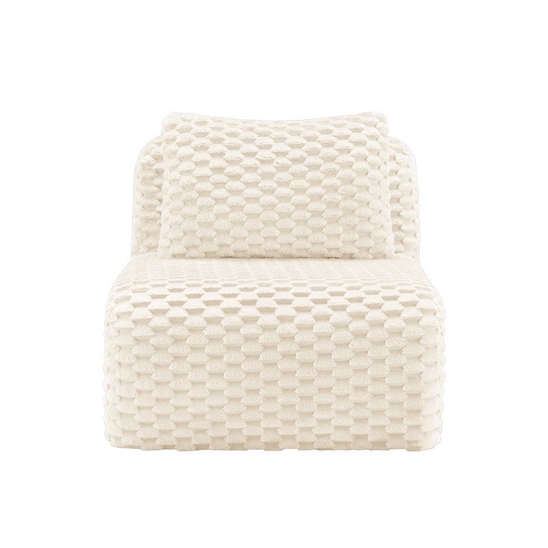 Canapé modulaire en flanelle blanche sans accoudoirs avec coussin, l 32,28 po, 35.83" H x 41.34" W x 32.28" D