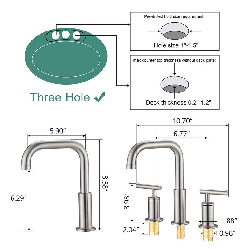 2-handle Bathroom Faucet with Drain Assembly, Brushed Nickel