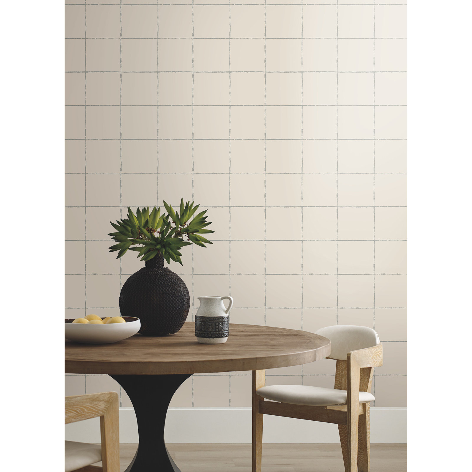 La Vitre Plaid Wallpaper, Gray