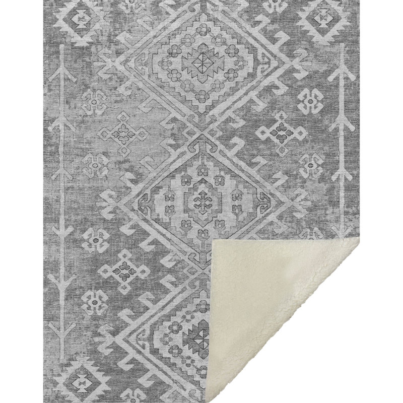 Jeté Sherpa Aztec Addison, Cendré