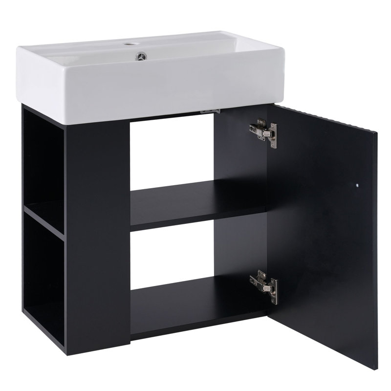 Meuble-lavabo flottant moderne 21,6 po, Noir