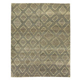 Hand Knotted Area Rug in Dark Gray And Gray