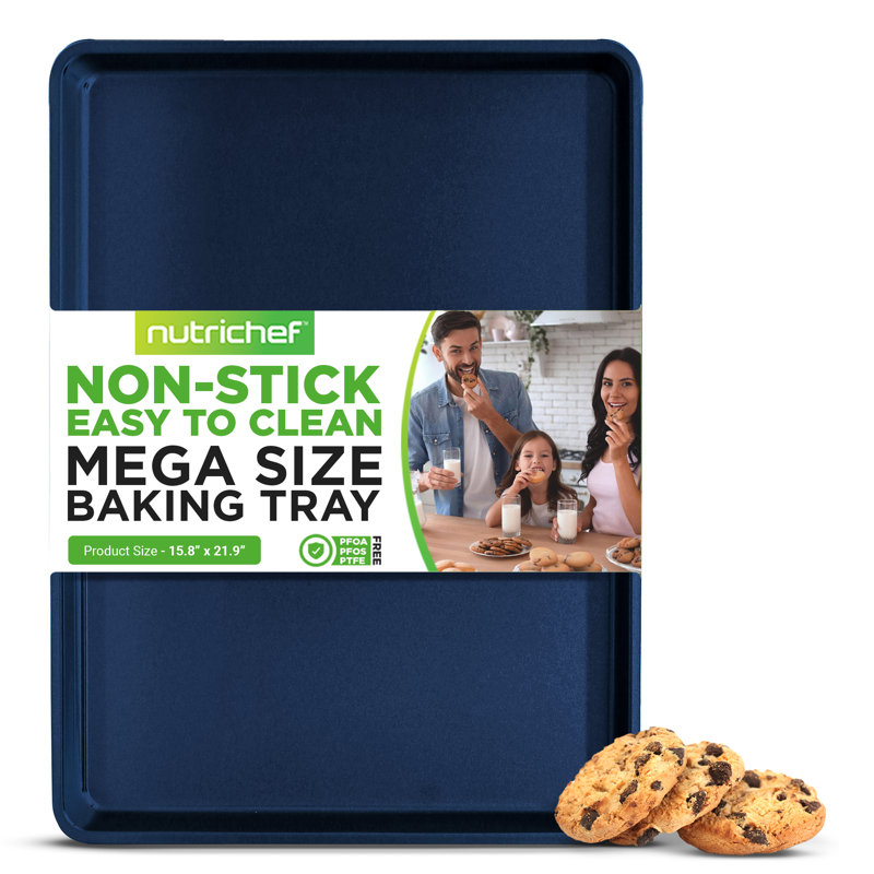 NutriChef Non-Stick Steel Baking Sheet, Blue