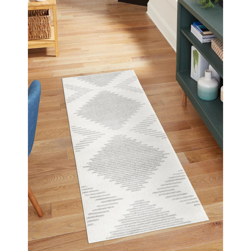 Tapis gris et ivoire Cohutta, Tapis de couloir 3 pi 3 po x 12 pi
