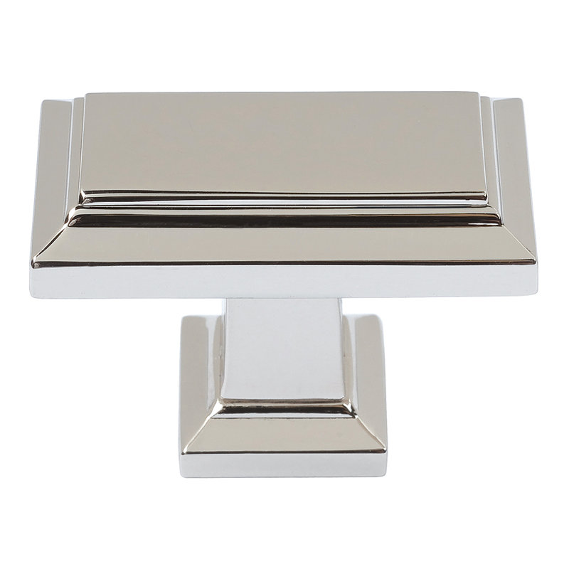 Polished Nickel Rectangular Bar Knob with Mounting Hardware