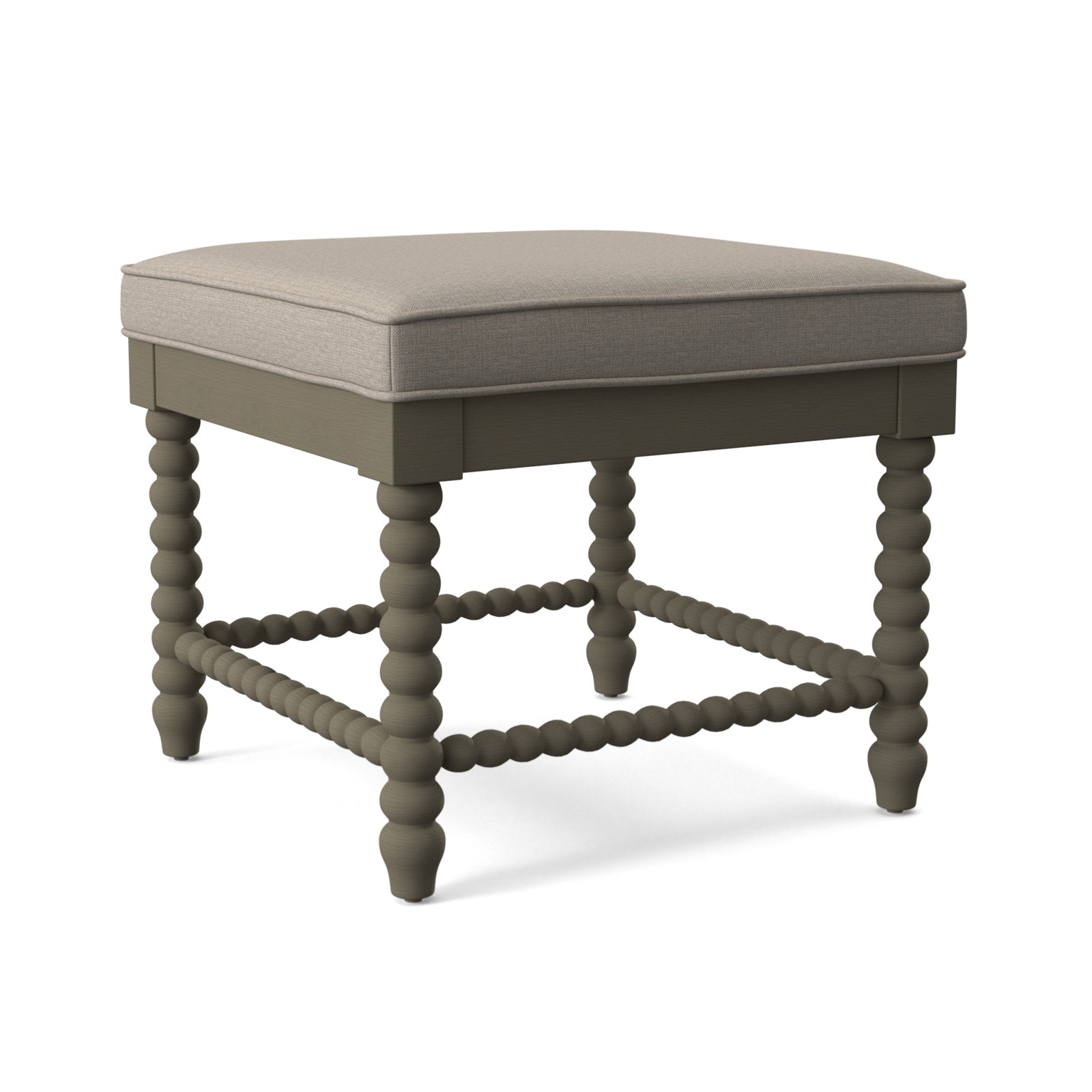 Louisa Bench, Stone Hearth Finish, Beige Performance Fabric