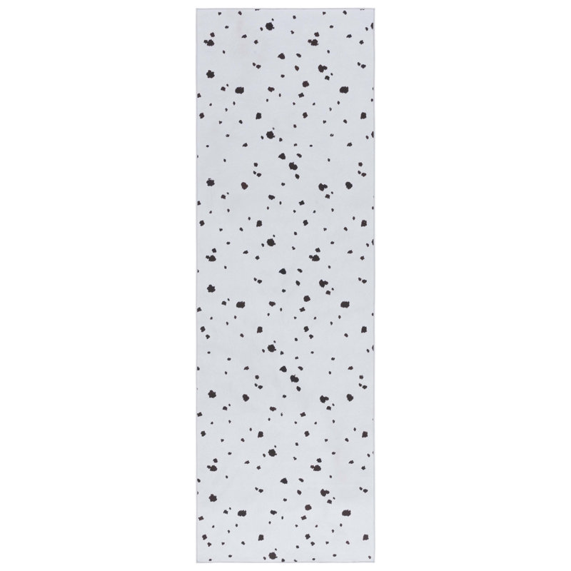 Tapis abstrait ivoire / noir, Tapis de couloir 2 pi 6 po x 8 pi