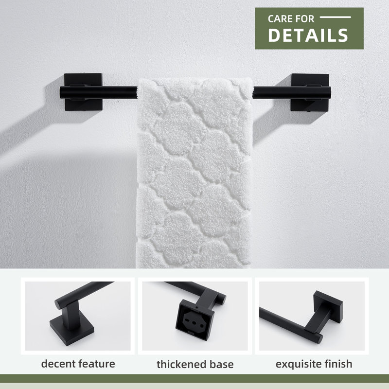 Barre à serviettes murale en acier inoxydable, Noir mat