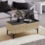 Table basse moderne avec rangement supplémentaire, travertin et anthracite, 36,1 x 15,2 x 17,0 pouces | 100% panneau de particules enduit de mélamine, épaisseur: 0,7 pouce | Design élégant en marbre, parfait pour le salon et les espaces contemporains