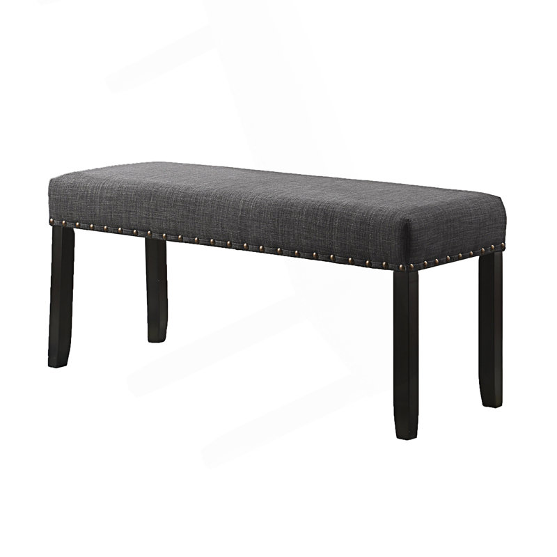 Dining Bench With Nailhead Trim, Gray