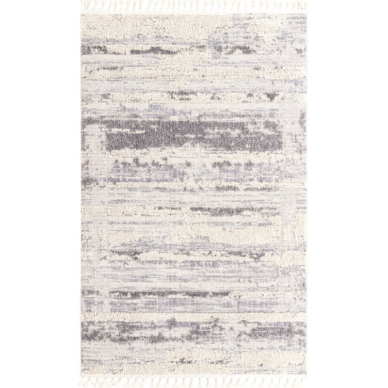 Tapis gris / blanc Algona, Rectangle 5 pi 3 po x 8 pi