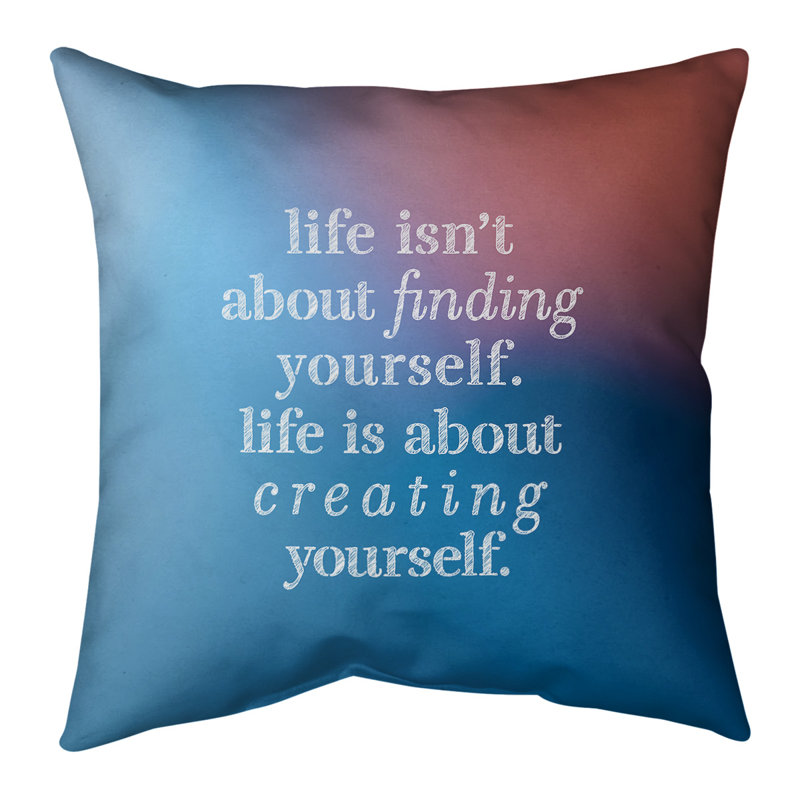 Coussin Handwritten, 26 po x 26 po, Bleu / rose, Housse de coussin seulement - sans coussin