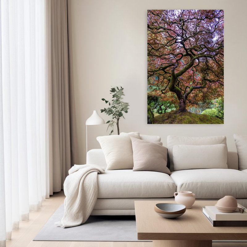 Art contemporain paysage d'automne érable paisible paisible, H 60 po x l 40 po