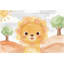 Papier peint aquarelle, lion mignon, décoration murale de chambre de bébé amovible-909935842-909935840