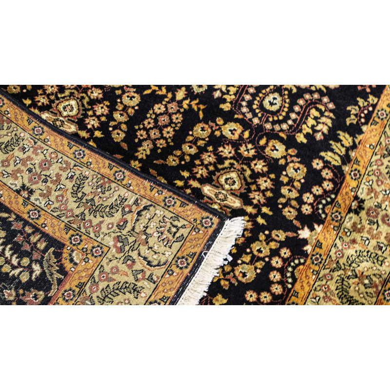 Tapis noir et noir de haute qualité noué à la main