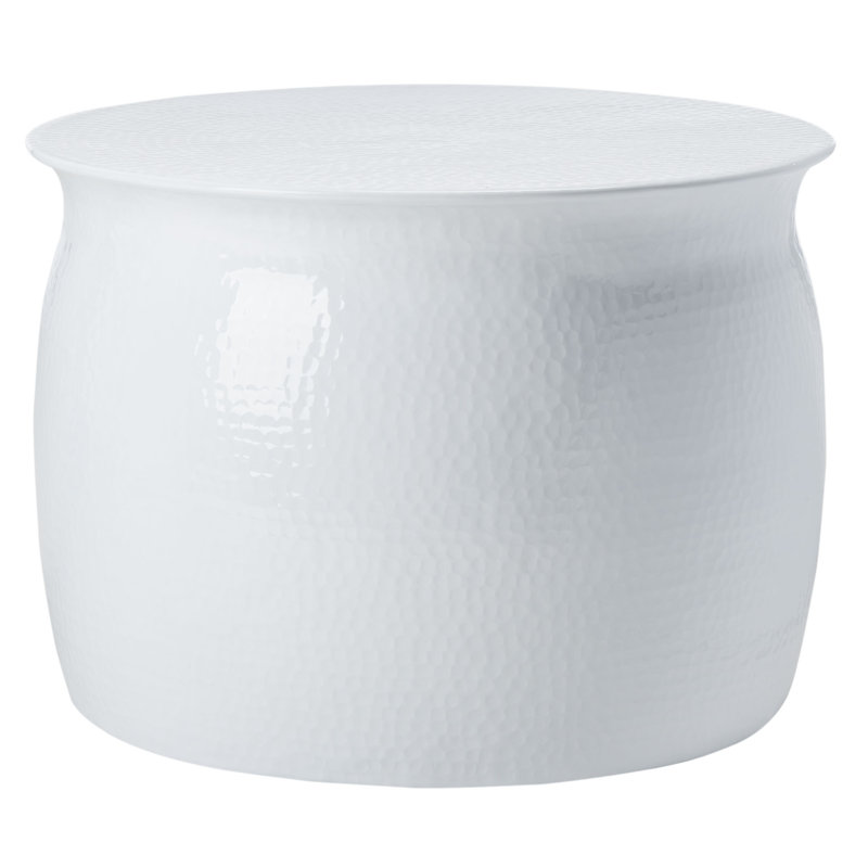 Tabouret de table en métal martelé, Blanc