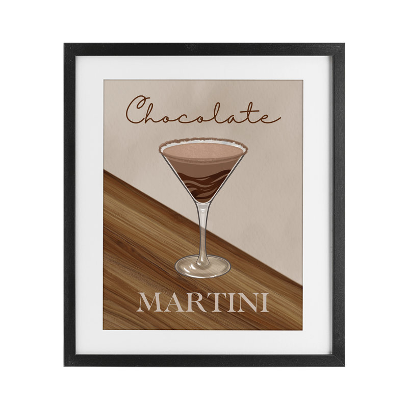 Martini au chocolat sur fond brun, reproduction sous verre, conception de Marcus Prime, H 16 po x l 13 po
