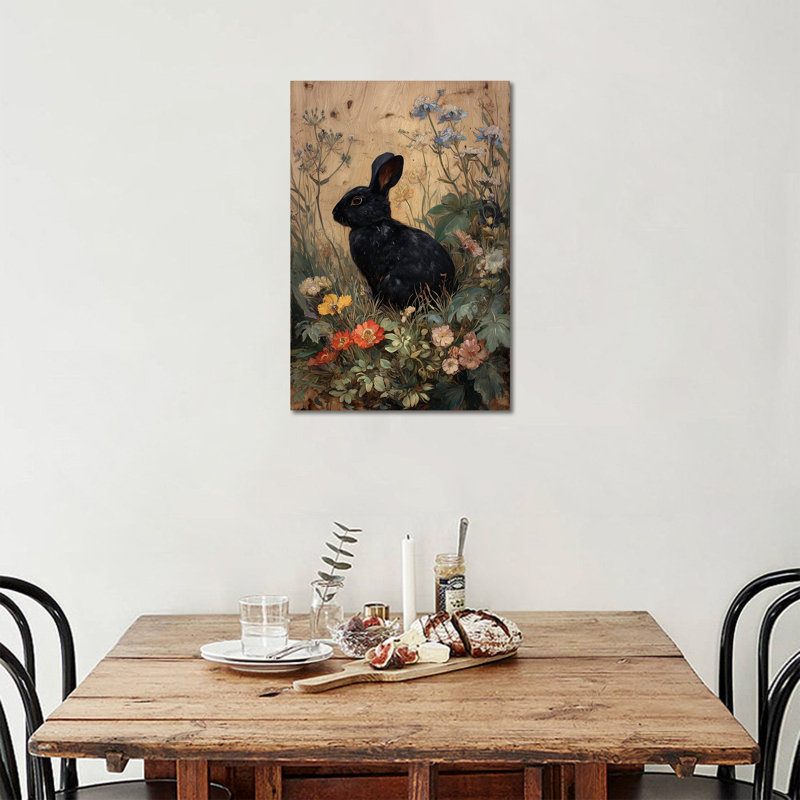 Art mural sur toile de lapin Timuba - Printemps et Pâques, lapin, décoration murale avec œuvre d'art inspirée de la nature, cadre sur pin, 12 po x 16 po