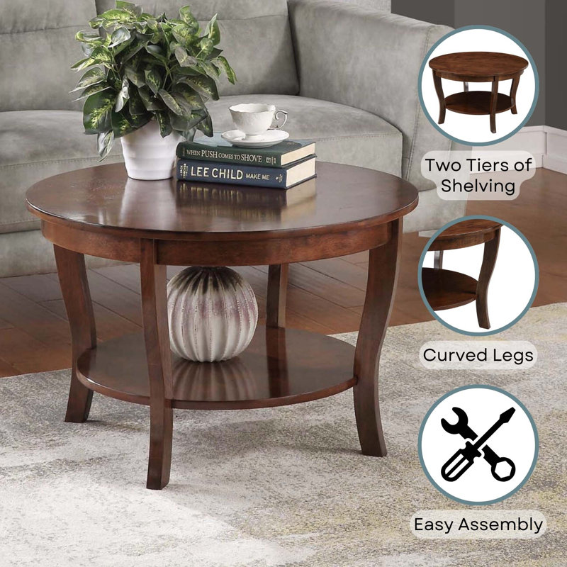 Carbin 30" Coffee Table with Shelf, Espresso