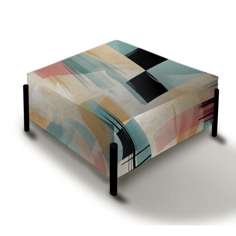 Sophistication cubique beige et vert clair - Grand repose-pieds carré géométrique