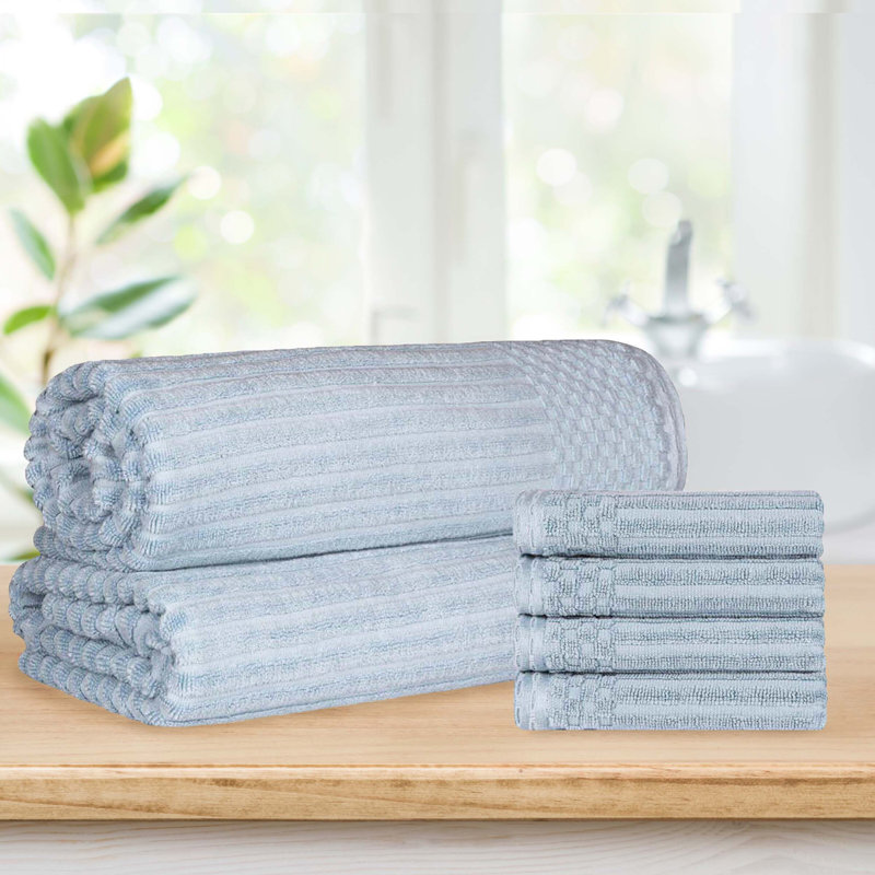 Ensemble de 4 serviettes de bain Keshayla, Bleu ardoise