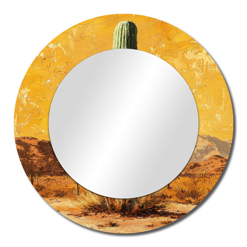 Cactus et le désert chaleur I - miroir décoratif floral cactus - imprimé sur métal, 23 po x 23 po