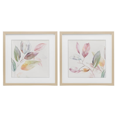«Botanical Light Leaves», ensemble de 2 reproductions encadrées sous verre, par Raymond Powers