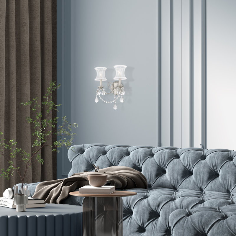 Applique murale à bras 2 lumières Evannah, Nickel brossé