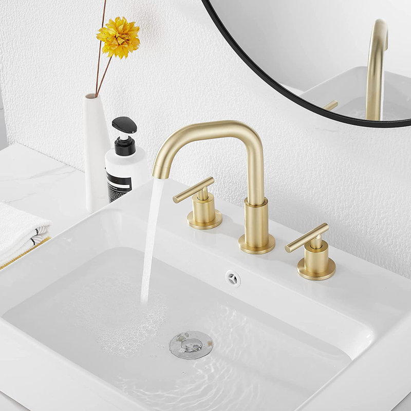 2-handle Bathroom Faucet with Drain Assembly, Brushed Gold