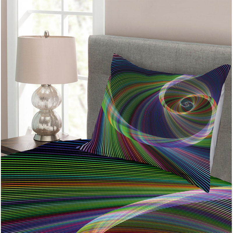 Modern & Contemporary Polyester Abstract Coverlet, Twin Coverlet + 1 Sham