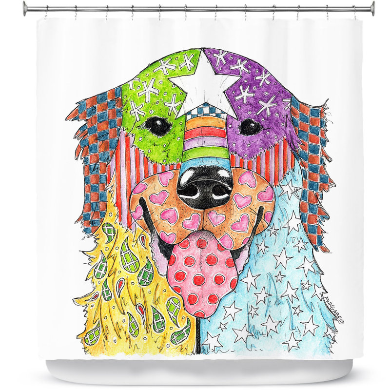 Rideau de douche simple golden retriever dog, Blanc