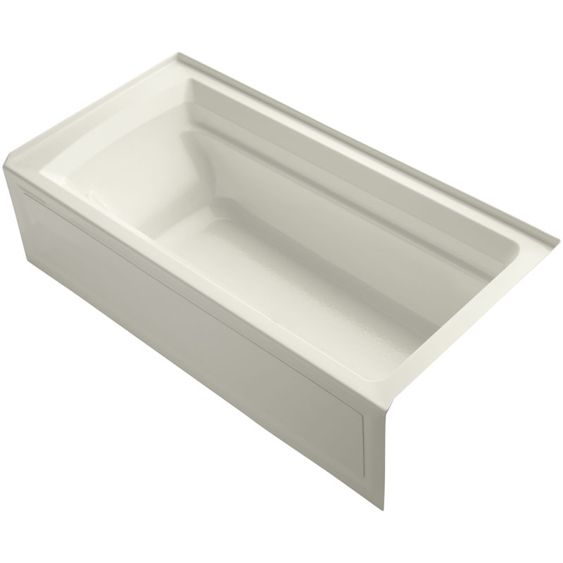 Archer 72" x 36" Soaking Bathtub, Biscuit, Right