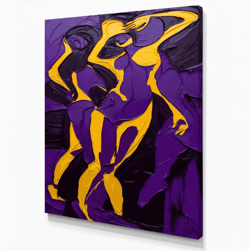 Abstrait art figuratif sur toile mauve 69, H 14 po x l 11 po