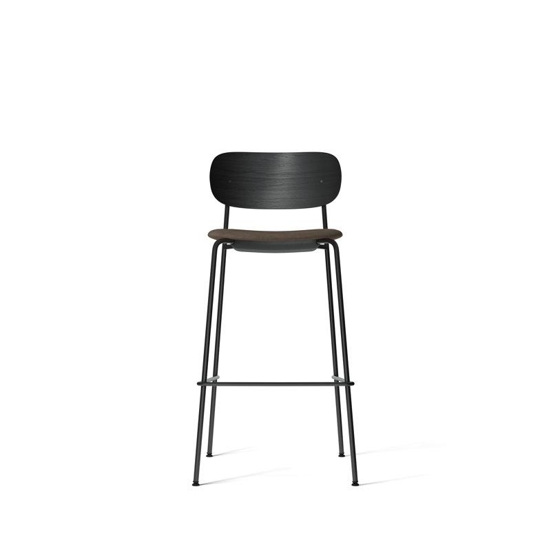 Co 30.91" Bar Chair, Black Wool, Black