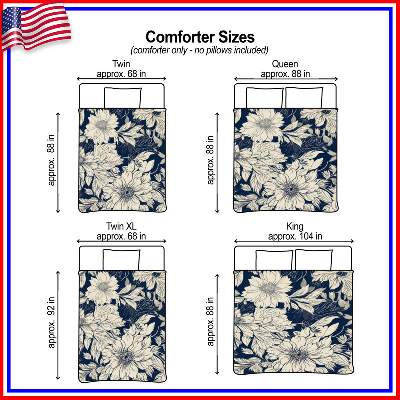 Beige Floral Illustration Comforter, Twin Extra Long