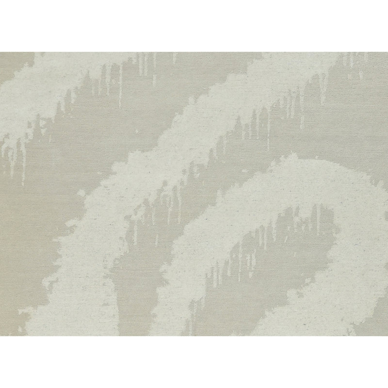 Hand Knotted Abstract Area Rug in Ivory/Light Khaki, Rectangle 5' x 8'