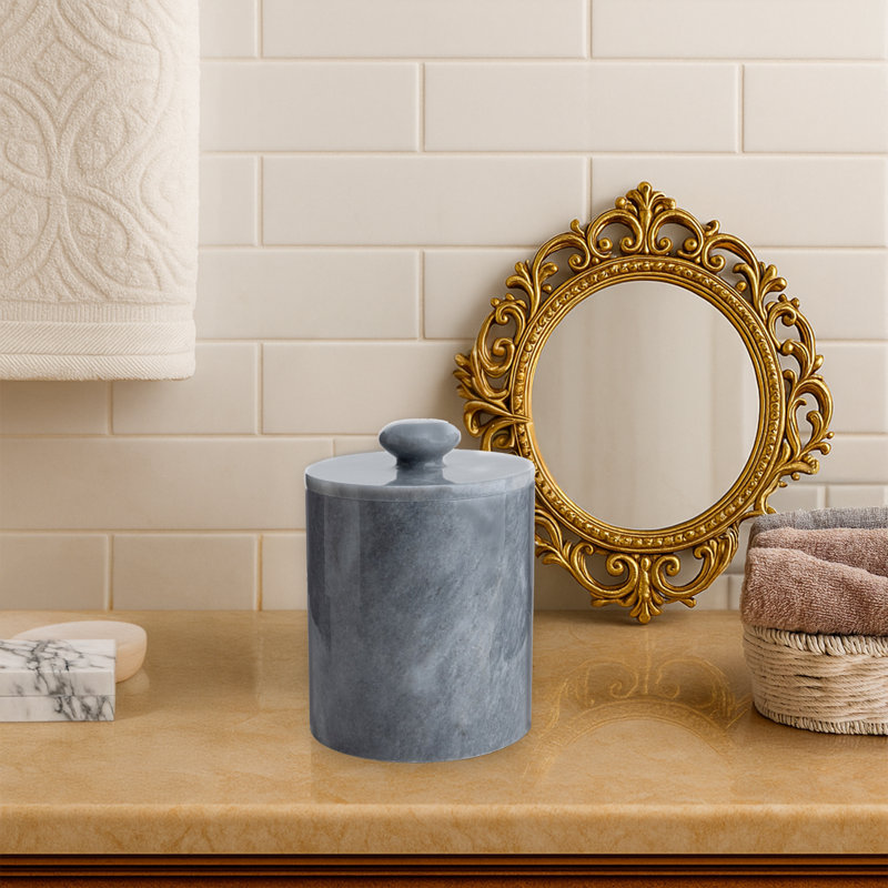 100% Marble Cylinder Bin, Gray