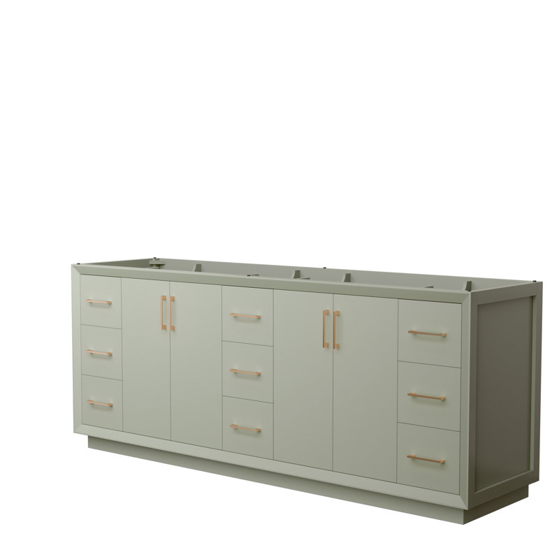 Strada 83.25'' Double Bathroom Vanity Base Only, Light Green/Brown