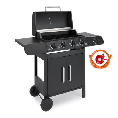 VonHaus 4 - Burner Countertop Natural Gas 9500 BTU Gas Grill with Side Burner and Cabinet