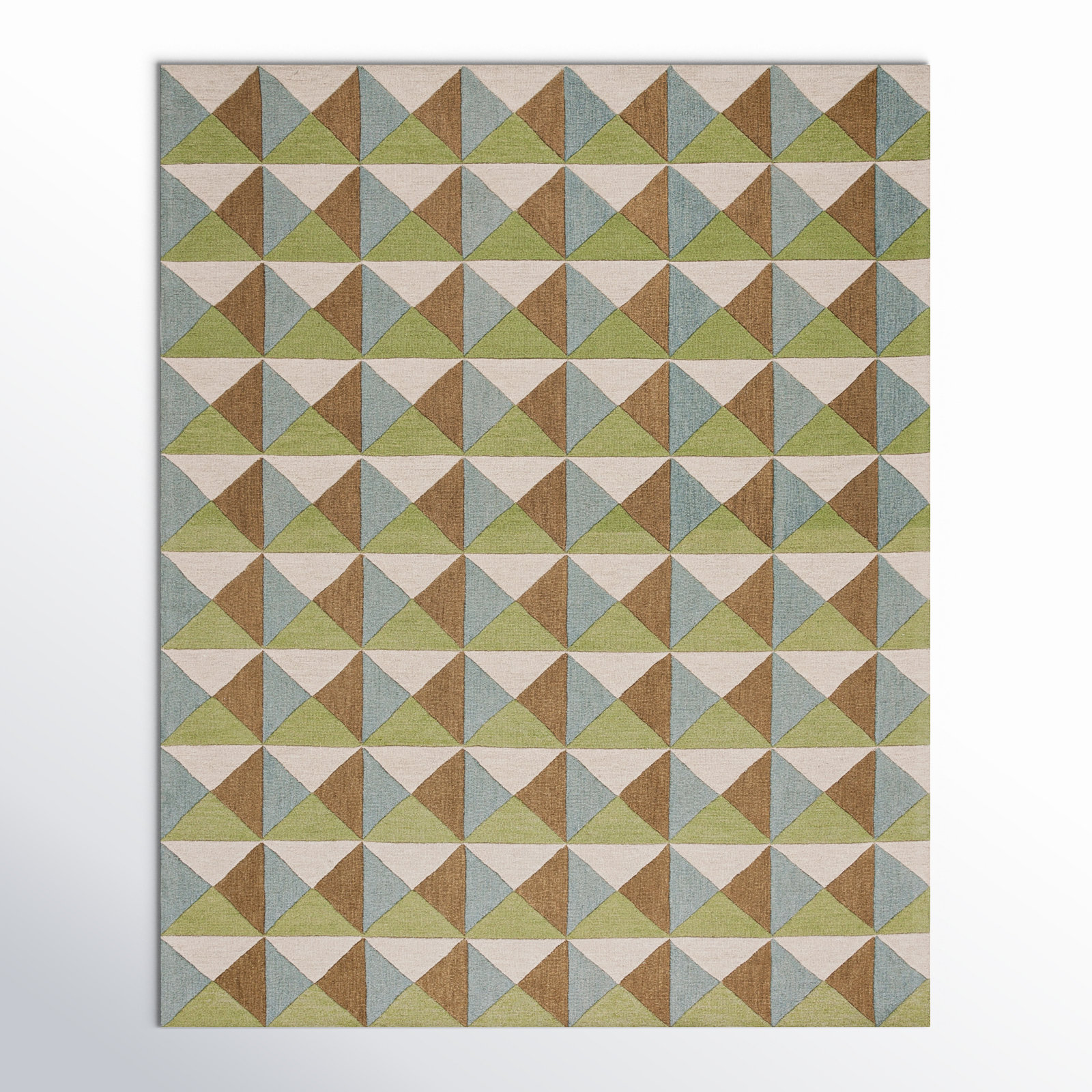 Glenwood Geometric Handmade Tufted Wool/Cotton Area Rug in Beige/Green, Rectangle 8' x 10'
