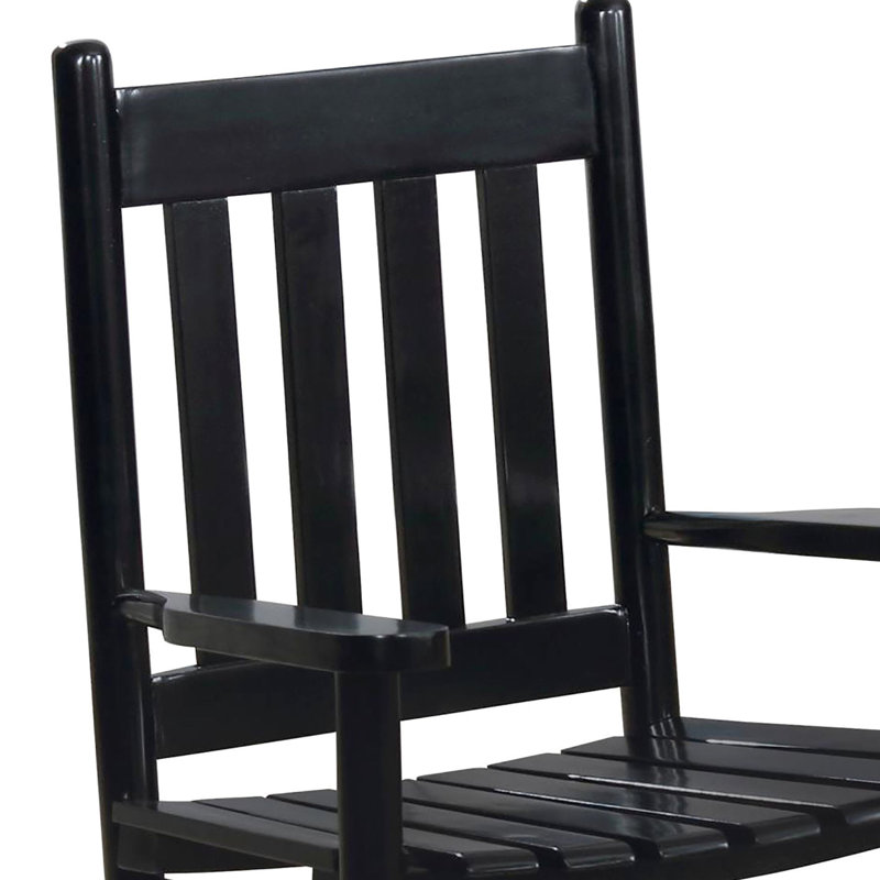 Chaise berçante noire à dossier à lattes - style rustique uni